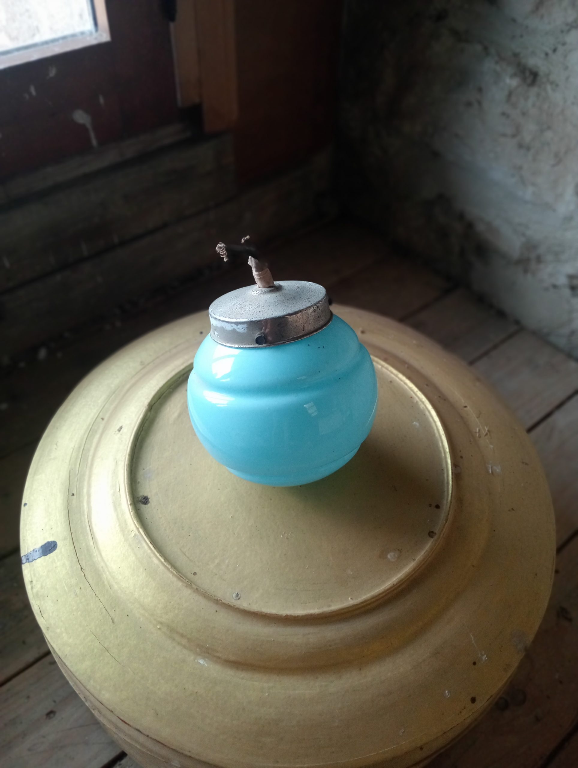 LLUM DE SOSTRE VINTAGE VIDRE BLAU